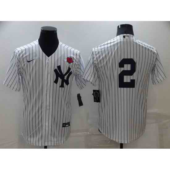 Men New York Yankees #2 Derek Jeter White Cool Base Stitched Baseball jersey