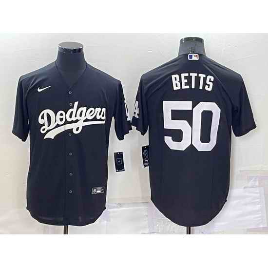 Men Los Angeles Dodgers #50 Mookie Betts Black Cool Base Stitched Jerseyy