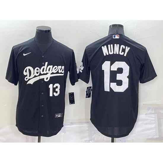 Men Los Angeles Dodgers #13 Max Muncy Black Cool Base Stitched Baseball Jerseyy
