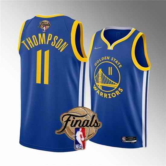 Men Golden State Warriors #11 Klay Thompson 2022 Royal NBA Finals Stitched Jersey