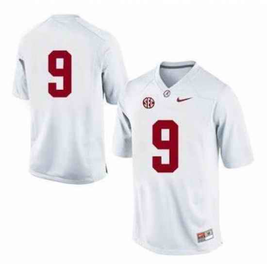 Men's Nike Alabama Crimson Tide NO.9 Replica White NCAA Jersey