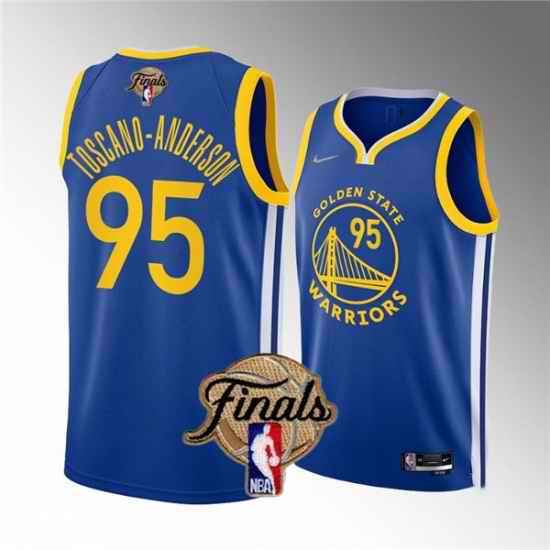 Men's Golden State Warriors #95 Juan Toscano-Anderson 2022 Blue NBA Finals Stitched Jersey