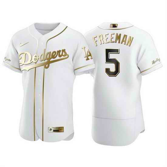 Men Los Angeles Dodgers #5 Freddie Freeman White Golden Flex Base Stitched jersey