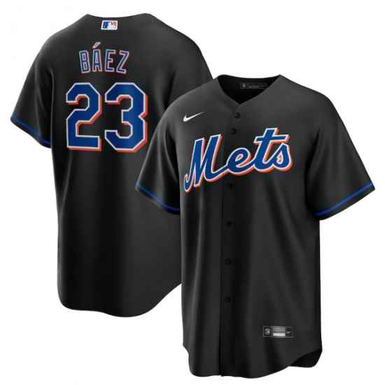 Men New York Mets #23 Javier B E1ez 2022 Black Cool Base Stitched Baseball Jersey