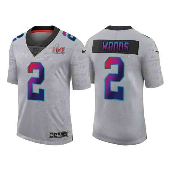 Men Los Angeles Rams #2 Robert Woods 2022 Grey Super Bowl LVI Limited Stitched Jersey