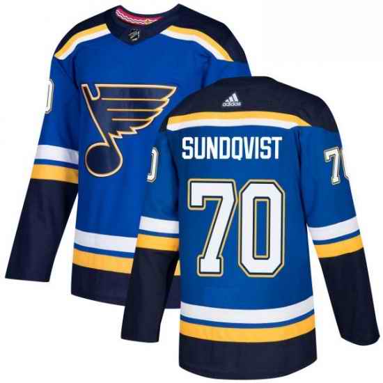 Mens Adidas St Louis Blues #70 Oskar Sundqvist Authentic Royal Blue Home NHL Jersey