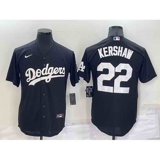 Men Los Angeles Dodgers #22 Clayton Kershaw Black Cool Base Stitched Baseball Jerseyy
