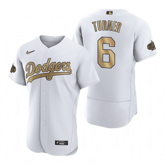 Men Los Angeles Dodgers #6 Trea Turner 2022 All Star White Flex Base Stitched Baseball Jersey