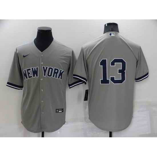 Men New York Yankees #13 Alex Rodriguez Grey Cool Base Stitched Baseball Jerseys