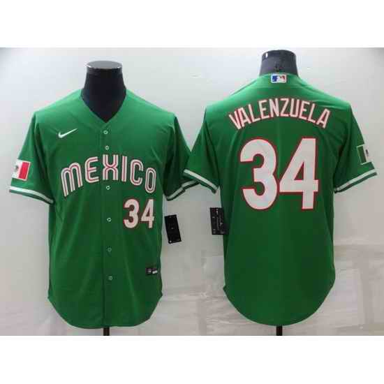 Men Los Angeles Dodgers #34 Toro Valenzuela Green Mexico Stitched Baseball jersey