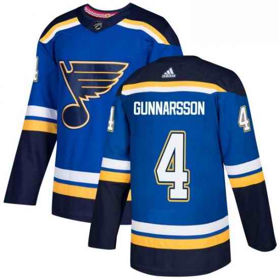 Mens Adidas St Louis Blues #4 Carl Gunnarsson Premier Royal Blue Home NHL Jersey