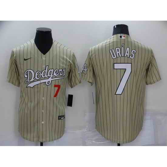 Men Los Angeles Dodgers #7 Julio Urias Cream Cool Base Stitched jersey