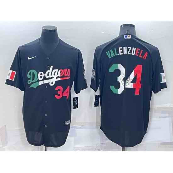 Men Los Angeles Dodgers #34 Toro Valenzuela Black Mexico Cool Base Stitched Baseball Jersey