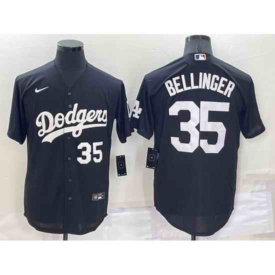 Men Los Angeles Dodgers #35 Cody Bellinger Black Cool Base Stitched Jerseyy