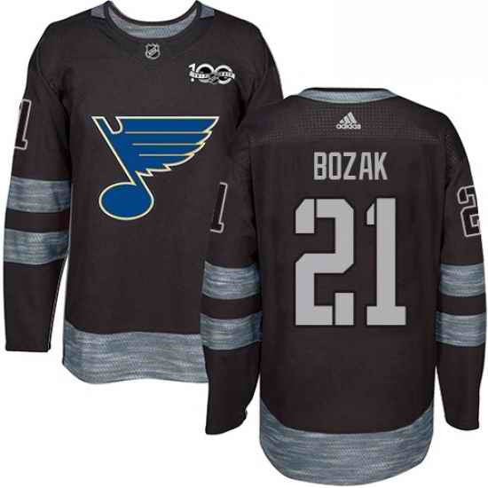 Mens Adidas St Louis Blues #21 Tyler Bozak Authentic Black 1917 2017 100th Anniversary NHL Jersey