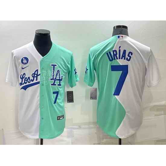 Men Los Angeles Dodgers #7 Julio Ur EDas 2022 All Star White Green Cool Base Stitched Baseball Jerseys