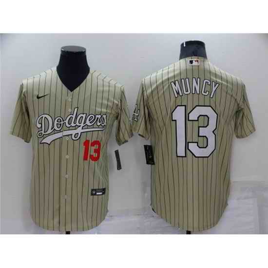 Men Los Angeles Dodgers #13 Max Muncy Cream Throwback Stitched Baseball Jerseys