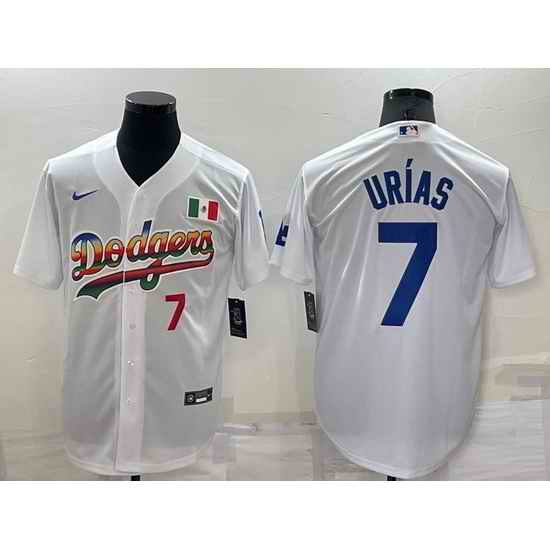 Men Los Angeles Dodgers #7 Julio Urias White Cool Base Stitched Baseball Jersey