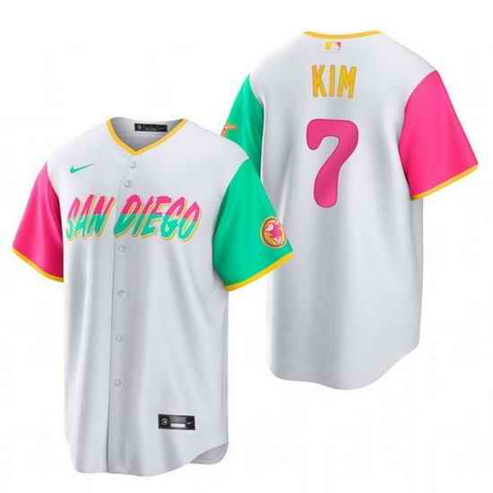 Men San Diego Padres #7 Ha Seong Kim 2022 White City Connect Cool Base Stitched Jersey