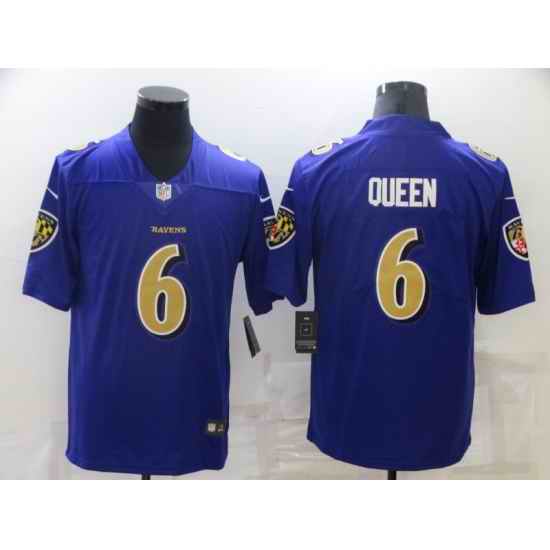 Men Baltimore Ravens #6 Patrick Queen Purple 2020 Color Rush Stitched NFL Nike Limited Jersey