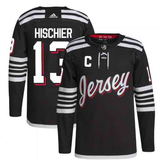 Men New Jersey Devils #13 Nico Hischier 2021 2022 Black Stitched Jersey
