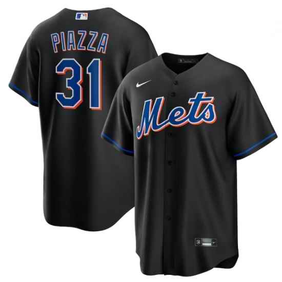Men New York Mets #31 Mike Piazza 2022 Black Cool Base Stitched Baseball Jersey