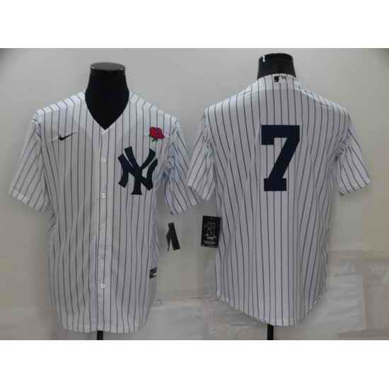 Men New York Yankees #7 Mickey Mantle White Cool Base Stitched Baseball Jerseys