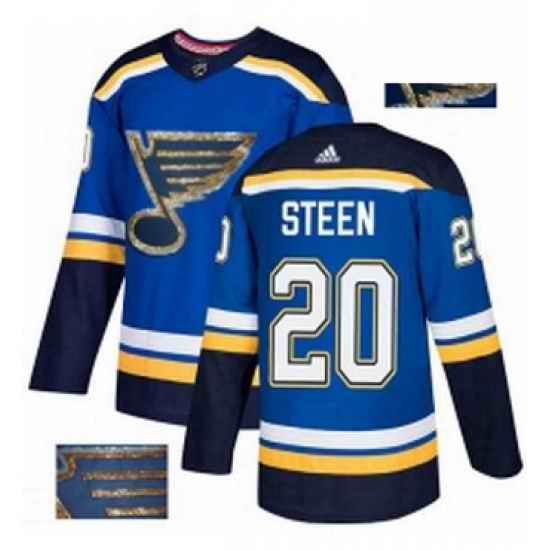 Mens Adidas St Louis Blues #20 Alexander Steen Authentic Royal Blue Fashion Gold NHL Jersey