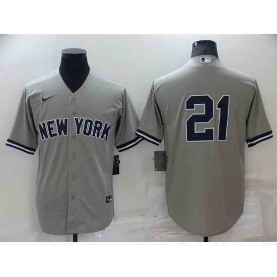 Men New York Yankees #21 Paul O 27Neill Grey Stitched Baseball jersey