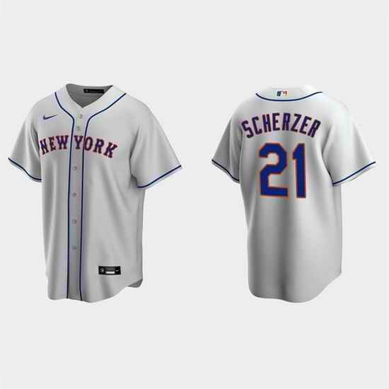 Men New York Mets #21 Max Scherzer Grey Cool Base Stitched Baseball jersey