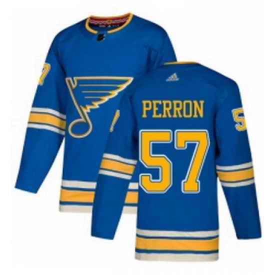 Mens Adidas St Louis Blues #57 David Perron Authentic Navy Blue Alternate NHL Jersey