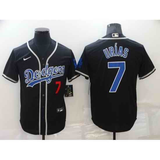 Men Los Angeles Dodgers #7 Julio Urias Black Cool Base Stitched Baseball jersey