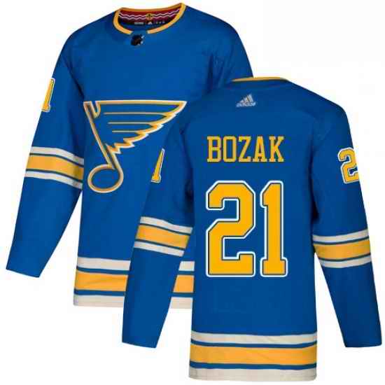 Mens Adidas St Louis Blues #21 Tyler Bozak Blue Alternate Authentic Stitched NHL Jersey