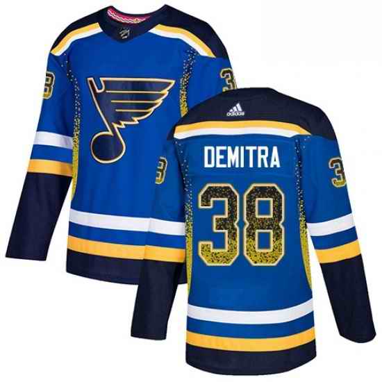 Mens Adidas St Louis Blues #38 Pavol Demitra Authentic Blue Drift Fashion NHL Jersey