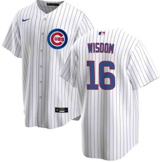 Men Chicago Cubs #16 Patrick Wisdom White Cool Base Stitched Baseball Jerse