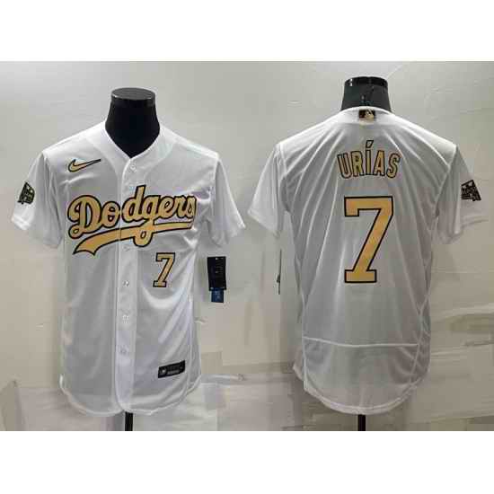 Men Los Angeles Dodgers #7 Julio Ur EDas 2022 All Star White Flex Base Stitched Baseball Jersey