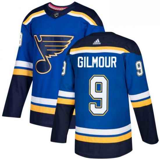 Mens Adidas St Louis Blues #9 Doug Gilmour Authentic Royal Blue Home NHL Jersey