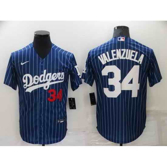 Men Los Angeles Dodgers #34 Toro Valenzuela Navy Cool Base Stitched jersey