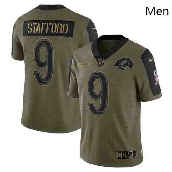 Men's Los Angeles Rams Matthew Stafford Nike Olive 2021 Salute To Service Limited Player Jersey