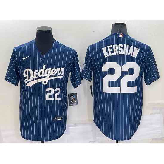 Men Los Angeles Dodgers #22 Clayton Kershaw Navy Cool Base Stitched Baseball Jersey