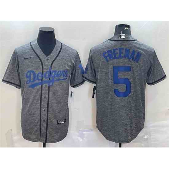 Men Los Angeles Dodgers #5 Freddie Freeman Grey Cool Base Stitched Jersey