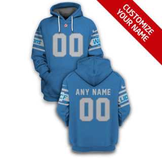 Men%27s Detroit Lions Active Player Blue Custom 2021 Pullover Hoodie