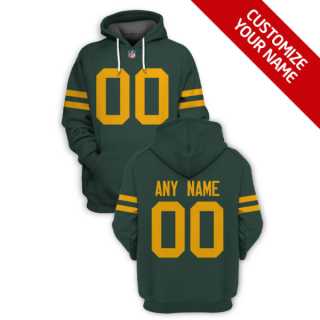 Men%27s Green Bay Packers Active Player Custom Green Pullover Hoodie