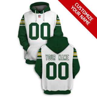 Men%27s Green Bay Packers Active Player White Custom 2021 Pullover Hoodie