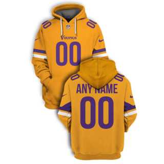 Men%27s Minnesota Vikings Active Player Yellow Custom 2021 Color Rush Pullover Hoodie