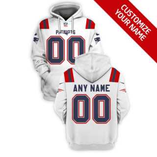 Men%27s New England Patriots Active Player White Custom 2021 Pullover Hoodie