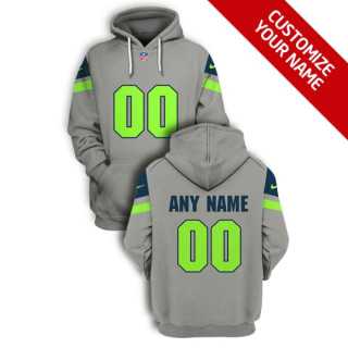 Men%27s Seattle Seahawks Active Player Grey Custom 2021 Pullover Hoodie