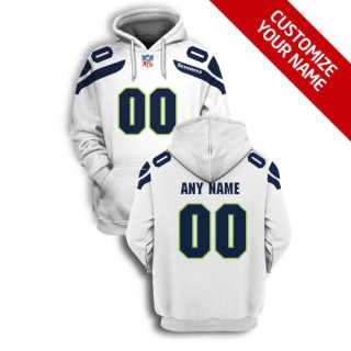 Men%27s Seattle Seahawks Active Player White Custom 2021 Pullover Hoodie