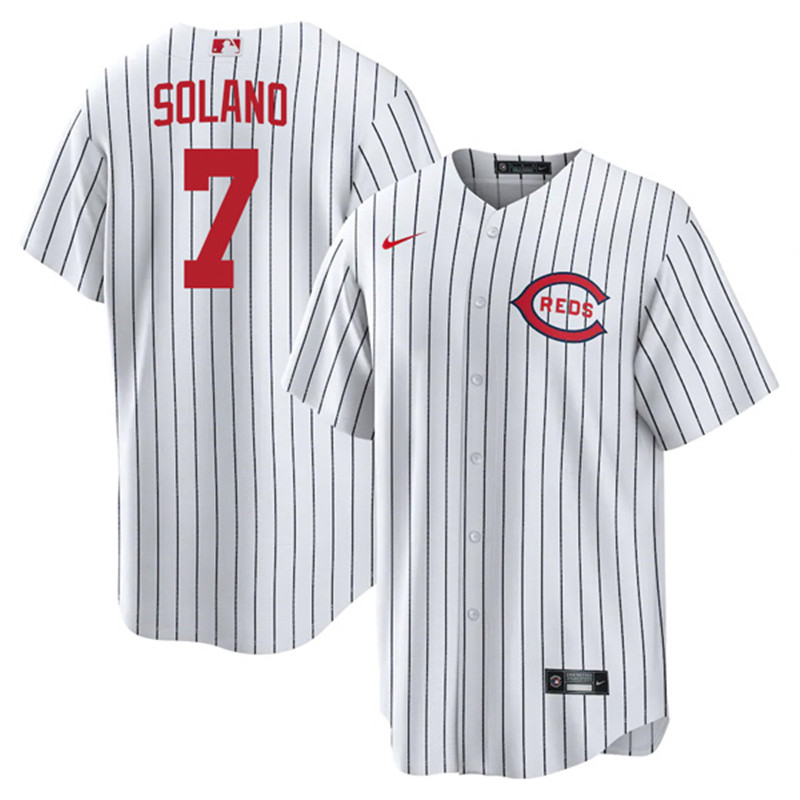 Reds #7 Donovan Solano White Nike 2022 Field of Dreams Cool Base Jersey