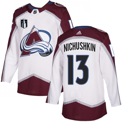 Adidas Colorado Avalanche #13 Valeri Nichushkin White 2022 Stanley Cup Final Patch Road Authentic Stitched NHL Jersey Men’s